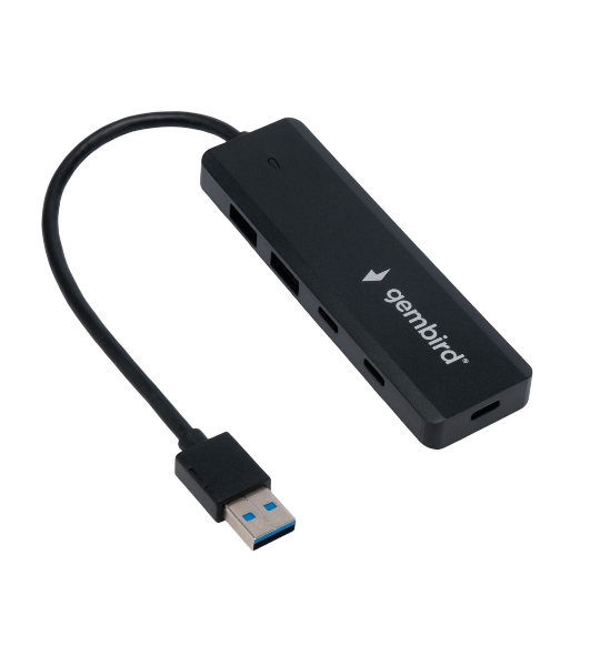 Разветвитель USB3.1 Gembird UHB-C415, 2хUSB, 2хType-C, с доп.питанием (порт Type-C), кабель USB 19см