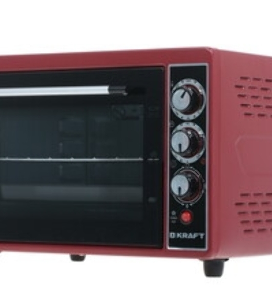 Электрическая плита Kraft КF-MO3804KR красный Мощность 1500(Вт),Объем 38(Л),Напряжение 220-240(В),Максимальная температура 320(°С),Внутренняя подсветка,Конвекция,Таймер отключения 90(Мин)