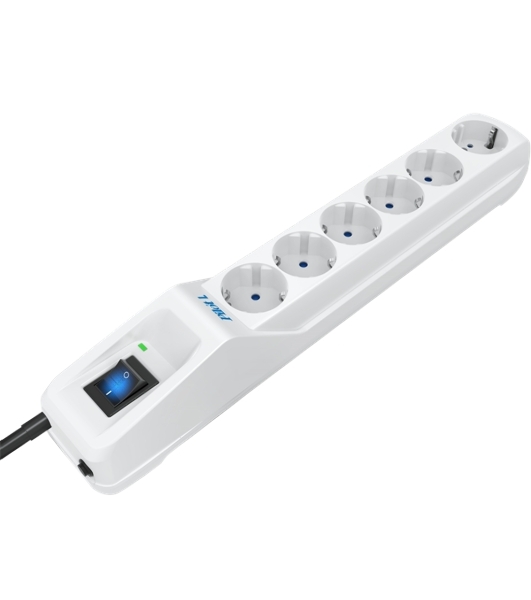 Сетевой фильтр Pilot L GP 6 розеток (5 евро + 1GP) 7 м/Surge protector Pilot L GP 6 outlets (5 EUR + 1GP) 7 m белый