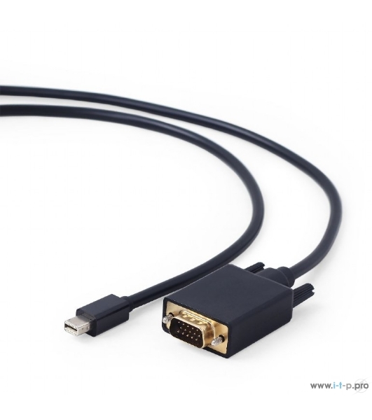 Кабель Cablexpert mDP-VGA, 20M/15M, 1.8м, черный, позол.разъемы, пакет (CC-mDPM-VGAM-6)