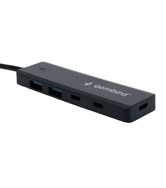 Разветвитель USB3.1 Gembird UHB-C415, 2хUSB, 2хType-C, с доп.питанием (порт Type-C), кабель USB 19см