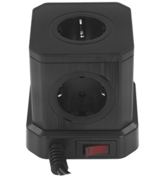 Сетевой фильтр Cablexpert Tower, TWR-5-U4-B-2, 5 р, 10А, 4хUSB, 3.1А, 2 м, ур.защиты 4+, черный, коробка