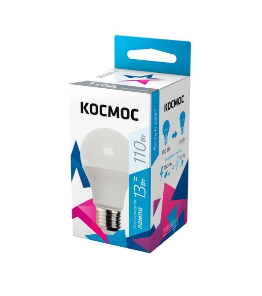 Лампа светодиодная Космос LED BASIC A60 13Вт 220В E27 4500К