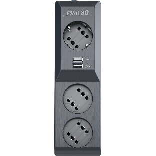 Сетевой фильтр Surge protector Pilot 3G 3xGP euro outlets, 10А/2.2 кВа, 2xUSB, 3m, черный