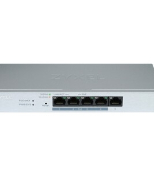 Коммутатор ZYXEL Web-managed Gigabit PoE Switch Zyxel GS1200-5HPv3, 5xRJ-45: 1G (4xPoE+), 68W PoE budget, desktop, fanless