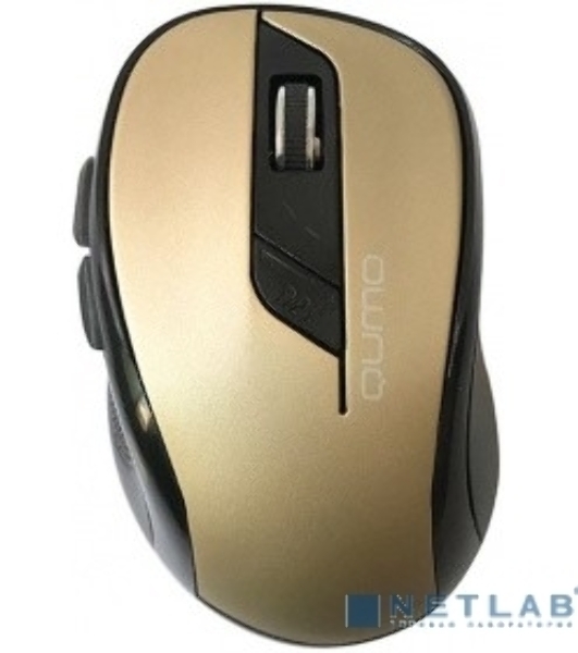 Мышь беспроводная Qumo Office Line M64 золотистый, 1600 dpi, радиоканал, USB, кнопки - 6