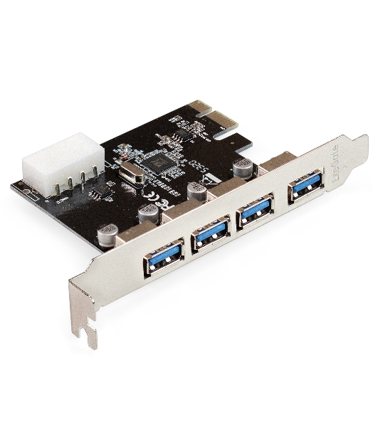Контроллер ExeGate EXE-314 v2.0 (PCI-E x1 v2.0, 4хUSB 3.0 ext., разъем доп.питания Molex, VIA Labs Chipset VL805)
