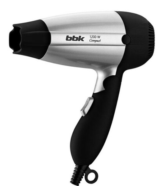 Фен BBK BHD1202 черный, 1200 Вт, компактный