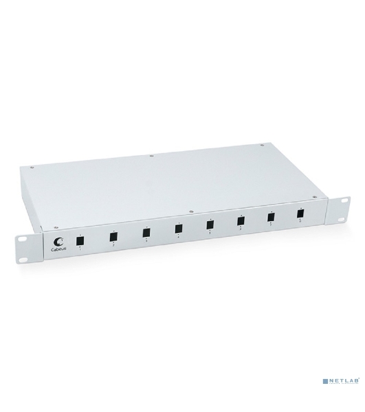 Бокс оптический Cabeus, портов: 8, SC/LC (duplex), 16 хОВ, 1U, 44х485х200 мм (ВхШхГ), серый, (FO-19-8SC)