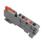 Клемма СМК Rexant 222-421-PT-4 3 вывода рычаг-push-in на DIN-рейку (0,5-4 мм²) серый (40 шт/уп), фото 1