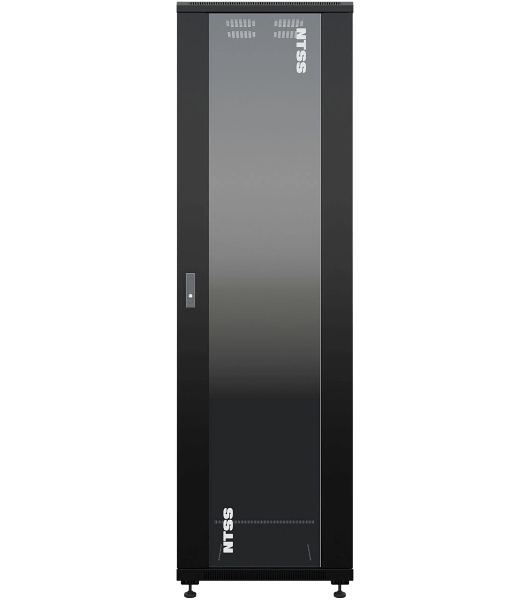 Шкаф серверный NTSS Премиум (NTSS-R42U6080GS-BL) напольный 42U 600x800 мм пер. дв. стекл. металл 900 кг черный 710 мм 99 кг 1987 мм IP20 сталь