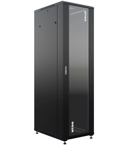Шкаф серверный NTSS Премиум (NTSS-R42U6080GS-BL) напольный 42U 600x800 мм пер. дв. стекл. металл 900 кг черный 710 мм 99 кг 1987 мм IP20 сталь