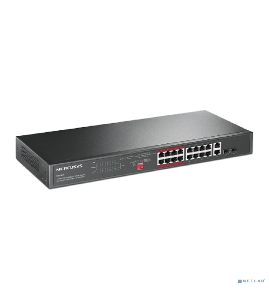 Kоммутатор 16-портовый монтируемый в стойку PoE+ Mercusys MS118CP 10/100 Мбит/с с 2 гигабитными портами