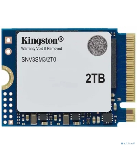 Накопитель SSD Kingston NV3, 2000Gb, M.2(22x30мм), NVMe, PCIe 4.0 x4, 3D TLC, R/W 6000/5000Mb/s, TbW 640, DWPD 0.2