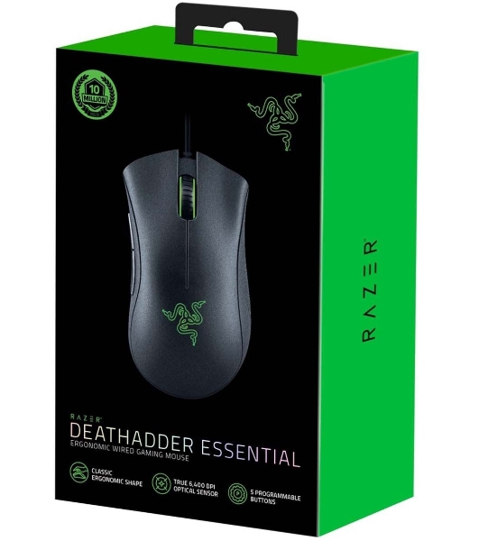 Мышь проводная Razer DeathAdder Essential черный, 6400 dpi, USB, кнопки - 5