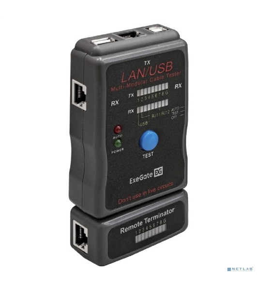Тестер сетевой ExeGate EX293160RUS EX-T5448 для RJ-45/RJ-11/RJ-12/USB