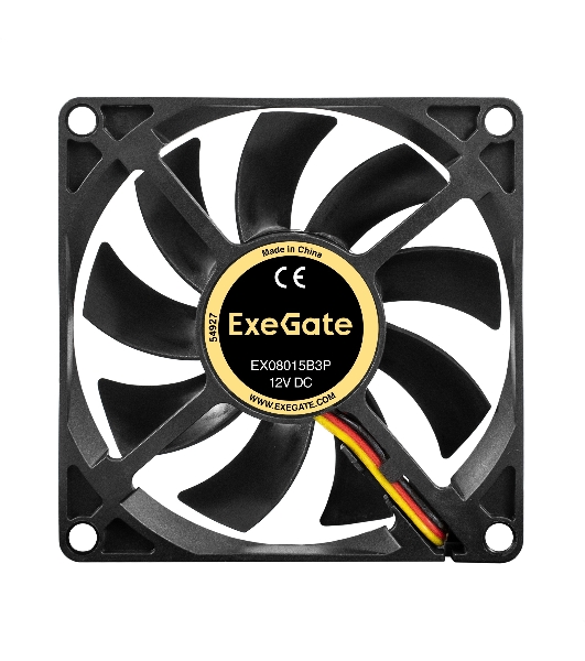 Вентилятор для корпуса ExeGate EX08015B3P черный, 80 мм, 2000 об/мин, 21 дБ, 3 pin