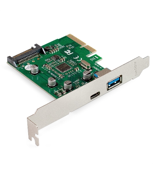 Контроллер ExeGate EXE-320-1A1C (PCI-E x4 v3.0, USB3.2 Gen2 1xType-A + 1xType-C ext., SuperSpeed+ скорость до 10 Гбит/с, разъем доп.питания, ASMedia Chipset ASM1142)