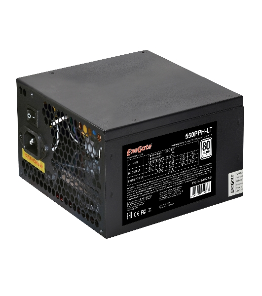Блок питания ExeGate 550PPH-LT (EX282042RUS), 550Вт, 80 PLUS, 120мм, модульный, черный