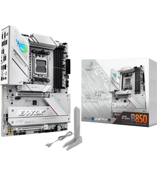 Материнская плата ASUS ROG STRIX B850-A GAMING WIFI, AM5, AMD B850, 4xDDR5, 2xSATA, 4xM.2, 1xPCIe 5.0 x16, 1xPCIe 4.0 x16, 1xPCIe x4, 1xDP, 1xHDMI, 1x2.5Gb LAN, 1xUSB-C 20Gbps, 1xUSB-C 10Gbps, 2xUSB-A 10Gbps, 4xUSB 5Gbps, 2xUSB-A 2.0, 3x3.5 мм, 7.1, ATX