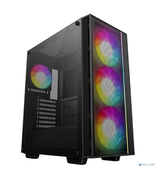 Компьютерный корпус Deepcool MATREXX 55 MESH V4 без БП, боковое окно (закаленное стекло), 3xARGB LED 140мм вентилятора спереди, 1xARGB LED 120мм вентилятор сзади, черный, ATX