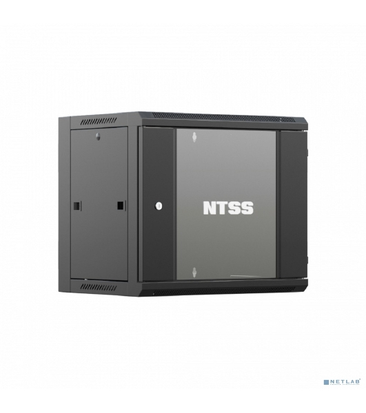 Шкаф коммутационный NTSS NTSS-W12U6060GS-BL настенный 12U 570x600мм пер.дв.стекл 60кг черный 500мм 27кг 220град. 635мм IP20 сталь