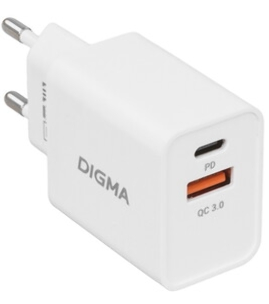 Сетевое зарядное устройство Digma DGW2C 3A PD белый
