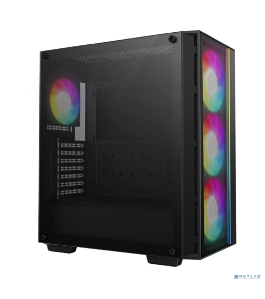 Компьютерный корпус Deepcool MATREXX 55 MESH V4 без БП, боковое окно (закаленное стекло), 3xARGB LED 140мм вентилятора спереди, 1xARGB LED 120мм вентилятор сзади, черный, ATX