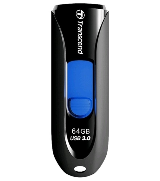 Флешка USB Transcend JetFlash 790 (TS64GJF790K), 64 Gb, USB 3.0, R/W 90/40, черный/синий