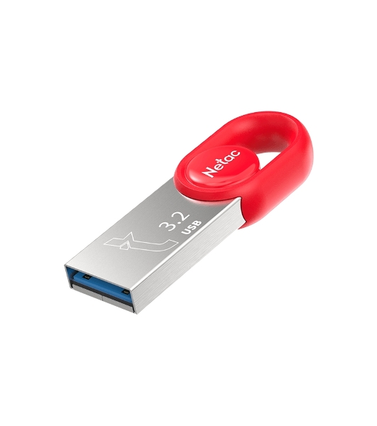 Флешка USB Netac UM2 (NT03UM2N-032G-32RE), 32Gb, USB 3.0, R/W 130/50, серебристый/красный
