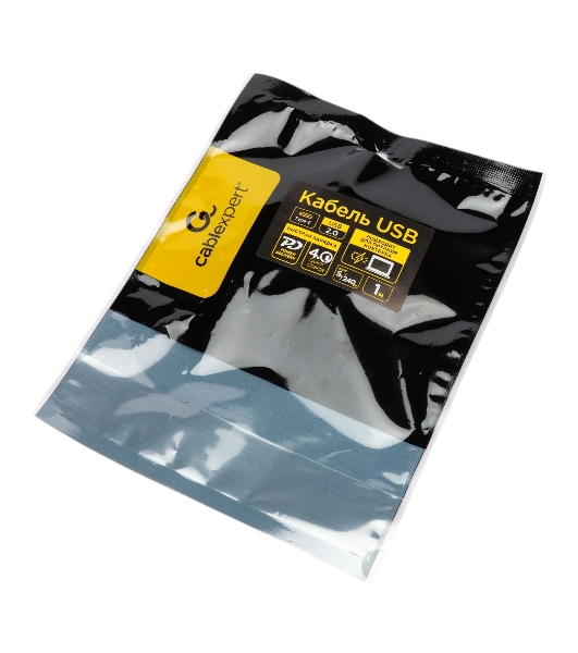 Кабель USB2.0 Cablexpert ССP-USB2.0-240W-1M Type-C/Type-C, 5А, 240Вт, PD3.1/QC4.0, медь, алюминиевые коннекторы, оплетка, 1м, черный, пакет