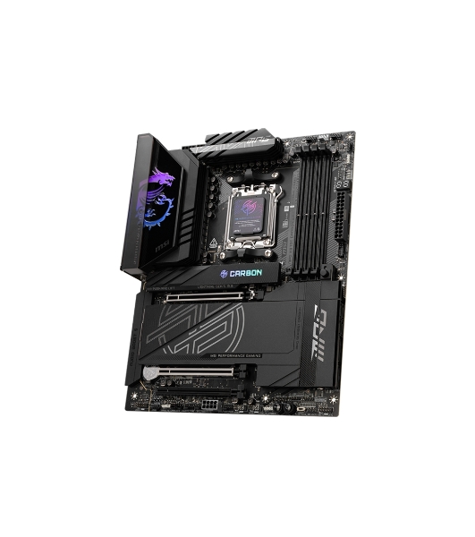 Материнская плата MSI MPG X870E CARBON WIFI, AM5, AMD X870E, 4xDDR5, 4xSATA, 4xM.2, 1xPCIe 5.0 x16, 1xPCIe 5.0 x4, 1xPCIe 4.0 x4, 1xHDMI, 2xUSB-C, 2x1Gb LAN, 9xUSB 3.2 Gen 2, 2xUSB4, 2x3.5 мм, 7.1, ATX