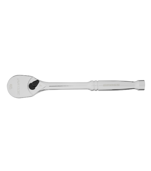 Ключ-трещотка Gross 1/2', CrV, 120 зубьев, цельнометаллический, хром