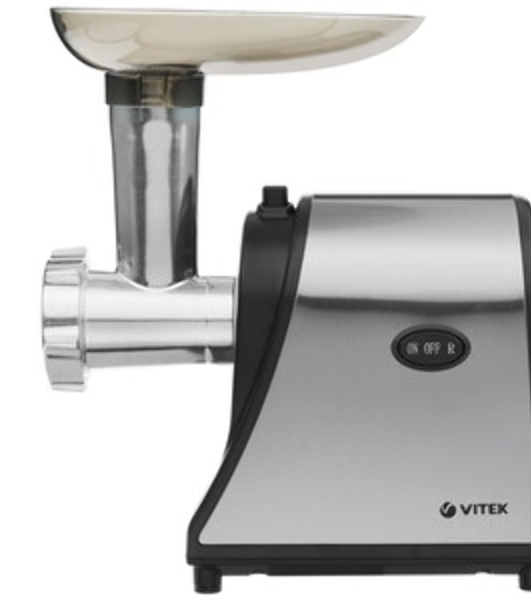 Мясорубка электрическая Vitek VT-3636 серебристый, 1700 Вт, 1.7 кг/мин, реверс, насадки - 4