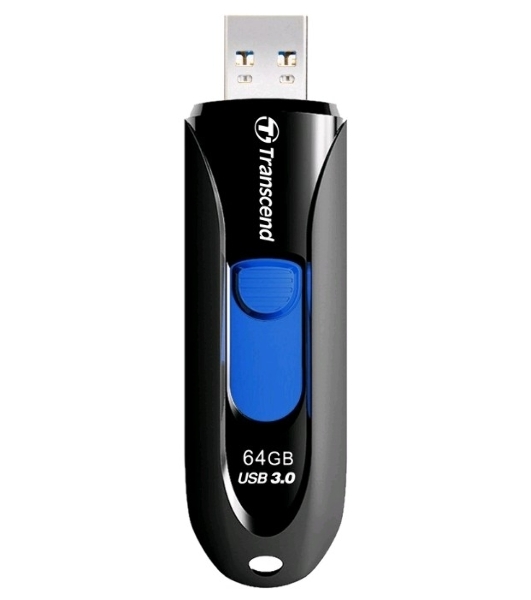 Флешка USB Transcend JetFlash 790 (TS64GJF790K), 64 Gb, USB 3.0, R/W 90/40, черный/синий