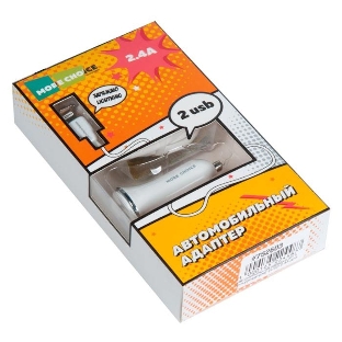 Автомобильная зарядка (от прикуривателя) 2USB 2.4A для Apple 8-pin More choice AC22i, белый