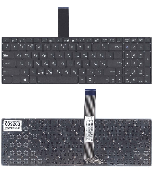Клавиатура для ноутбука Asus K56 черная без рамки, плоский Enter