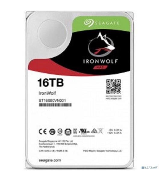 Жесткий диск HDD 16Tb 7200rpm SATA Seagate IronWolf 3.5' 6Gb/s 64Mb для NAS