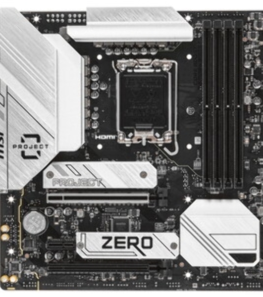 Материнская плата MSI B760M PROJECT ZERO,(Обратное подключение разъемов) LGA 1700, Intel B760, 4xDDR5, 4xSATA, 2xM.2, 1xPCIe 5.0 x16, 1xPCIe 4.0 x4, 1xPCIe x1, 1xHDMI, 1xDP, 3xUSB 3.2 Gen 2, 4xUSB 2.0, 1xUSB 3.2 Gen 2x2, 1x 2.5Gb LAN, 5x3.5 мм, 7.1, mATX