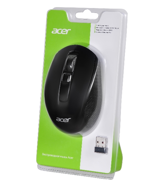 Мышь беспроводная Acer OMR060 черный, 1600 dpi, радиоканал, USB, кнопки - 6