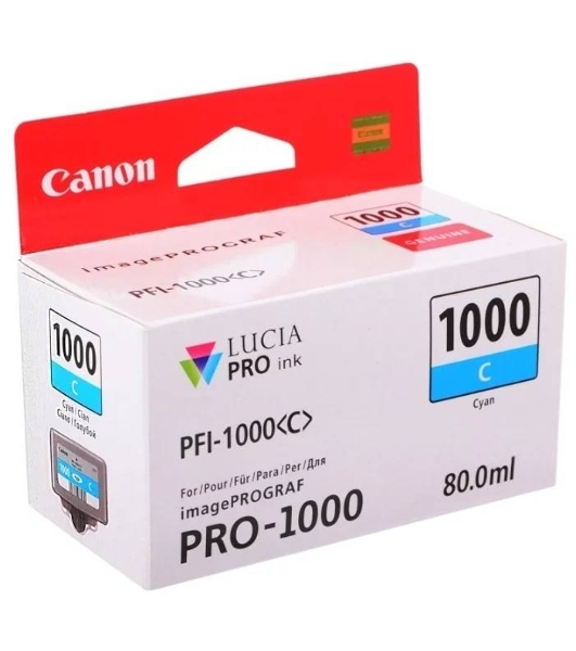 Картридж струйный Canon PFI-1000 C для IJ SFP PRO-1000 WFG. Голубой. 80 мл.