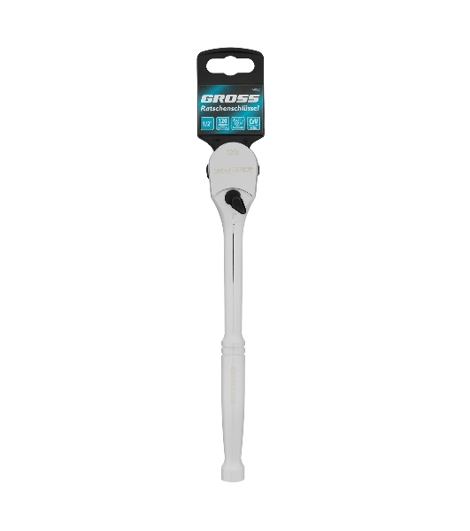 Ключ-трещотка Gross 1/2', CrV, 120 зубьев, цельнометаллический, хром