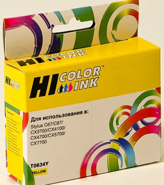Картридж Epson Stylus C67/87/CX3700/4100/4700 (Hi-black) new, C13T06344A, Y