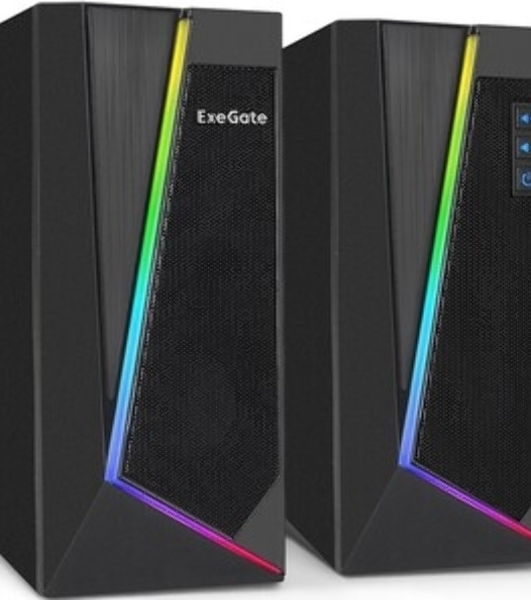 Акустическая система 2.0 ExeGate EX289688RUS Accord 240 (питание USB, 2х3Вт (6Вт RMS), 60-20000Гц, черный, RGb подсветка)