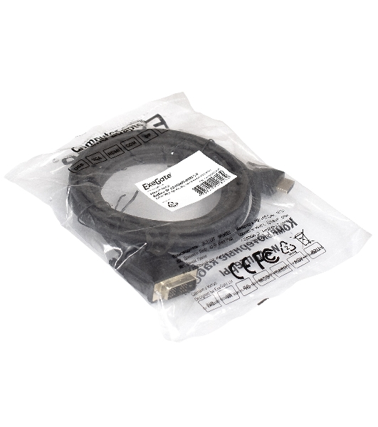 Кабель ExeGate EX284893RUS HDMI-DVI ExeGate EX-CC-HDMIM-DVIM-1.8 (19M/19M, single link, 1,8м,позолоченные контакты)