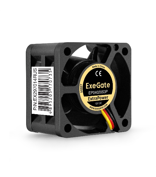 Вентилятор для корпуса ExeGate ExtraPower EP04020S3P черный, 40 мм, 7000 об/мин, 32 дБ, 3 pin