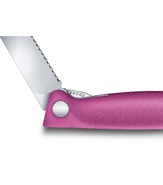 Нож кухонный Victorinox Swiss Classic (6.7836.F5B) стальной для овощей лезв.110мм серрейт. заточка розовый блистер