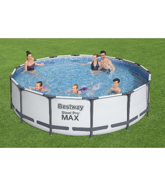 56950 BW, Bestway, Каркасный бассейн Steel Pro Max 427х107см, 13030л, фил.-насос 3028л/ч, лестница, тент, уп.1