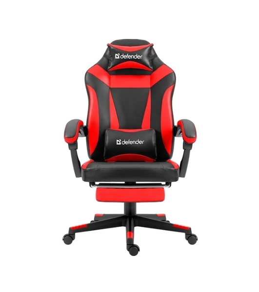 Кресло Defender CRUISER BLACK/RED черный/красный, экокожа, подставка для ног