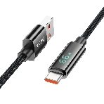 Кабель USB2.0 Hoco АM/Type-C, 5А, U125, с дисплеем, 1.2м, черный, коробка, фото3